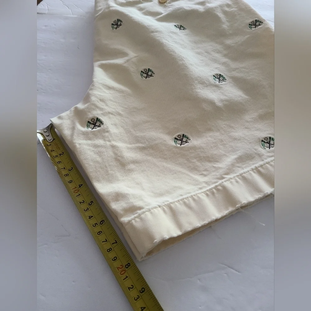 J.Crew Broken In Regular Fit Men's Cream Embroidered Anchors Shorts Sz.35